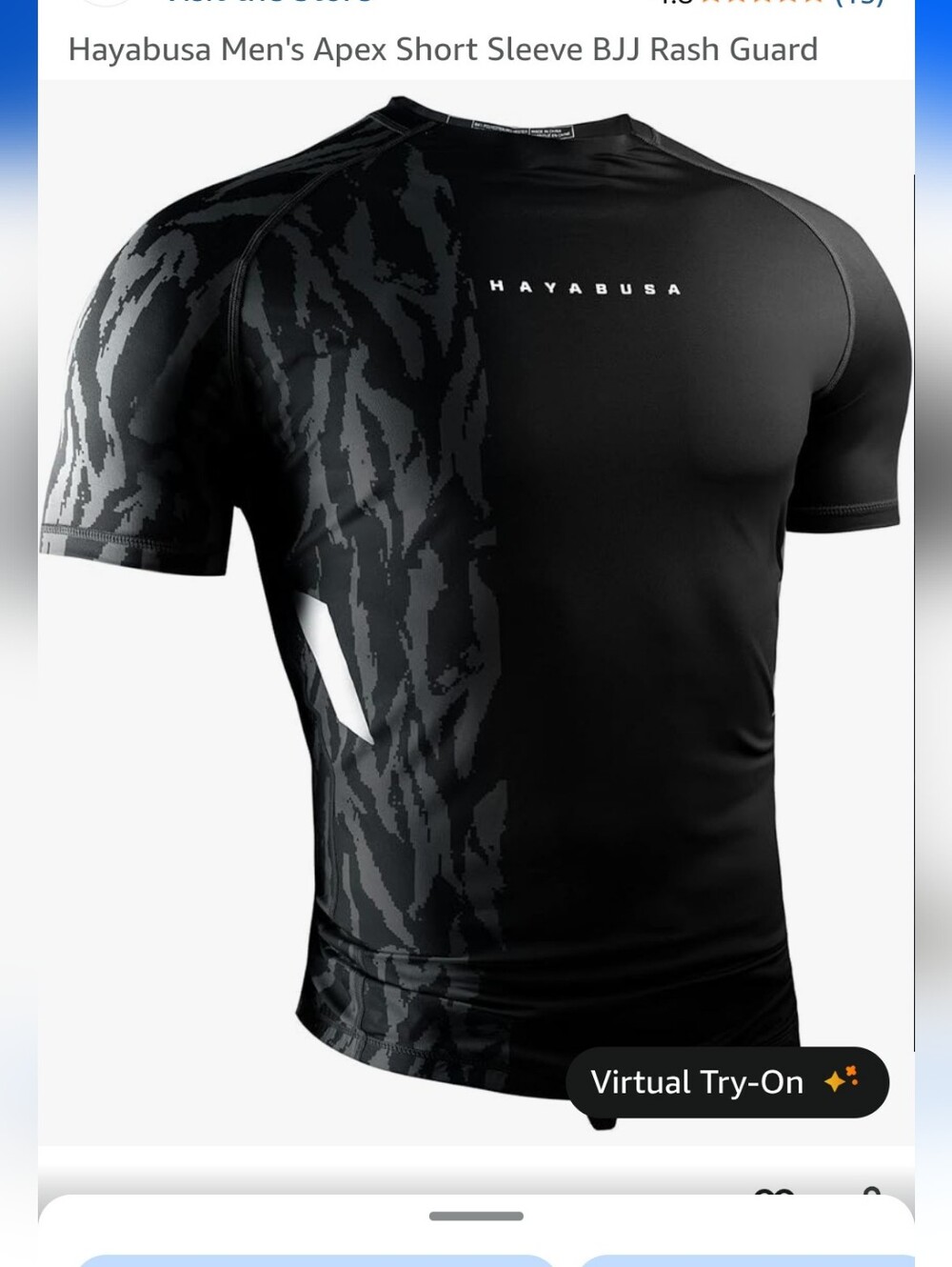 Apex Black Short Sleeve Rash Guard with Tonal Camo Panel Size Medium New With Ta